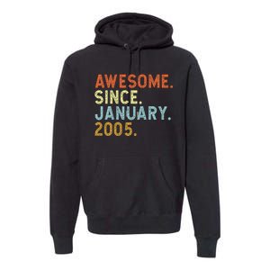 18 Years Old Awesome Since January 2005 18th 18 Birthday Premium Hoodie