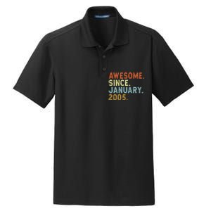 18 Years Old Awesome Since January 2005 18th 18 Birthday Dry Zone Grid Polo