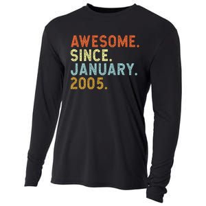 18 Years Old Awesome Since January 2005 18th 18 Birthday Cooling Performance Long Sleeve Crew