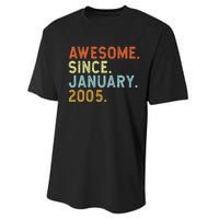 18 Years Old Awesome Since January 2005 18th 18 Birthday Performance Sprint T-Shirt