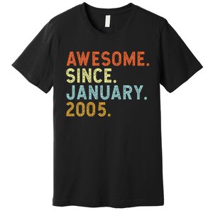 18 Years Old Awesome Since January 2005 18th 18 Birthday Premium T-Shirt