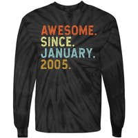 18 Years Old Awesome Since January 2005 18th 18 Birthday Tie-Dye Long Sleeve Shirt