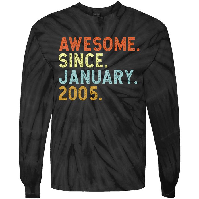 18 Years Old Awesome Since January 2005 18th 18 Birthday Tie-Dye Long Sleeve Shirt