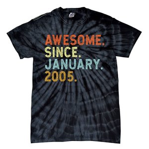 18 Years Old Awesome Since January 2005 18th 18 Birthday Tie-Dye T-Shirt