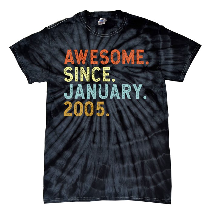 18 Years Old Awesome Since January 2005 18th 18 Birthday Tie-Dye T-Shirt