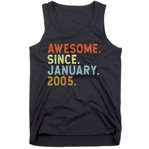 18 Years Old Awesome Since January 2005 18th 18 Birthday Tank Top