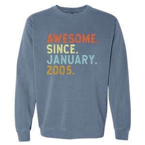 18 Years Old Awesome Since January 2005 18th 18 Birthday Garment-Dyed Sweatshirt