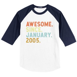 18 Years Old Awesome Since January 2005 18th 18 Birthday Baseball Sleeve Shirt