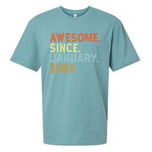 18 Years Old Awesome Since January 2005 18th 18 Birthday Sueded Cloud Jersey T-Shirt