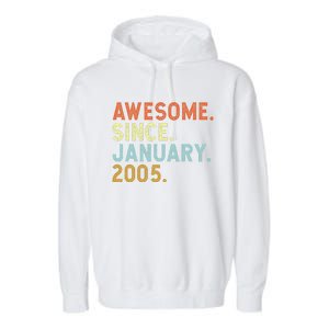 18 Years Old Awesome Since January 2005 18th 18 Birthday Garment-Dyed Fleece Hoodie