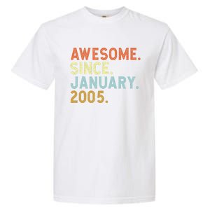 18 Years Old Awesome Since January 2005 18th 18 Birthday Garment-Dyed Heavyweight T-Shirt