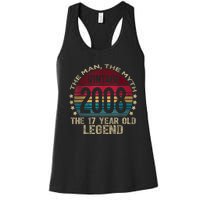 17 Year Old Gifts Vintage 2008 Limited Edition 17th Birthday Women's Racerback Tank