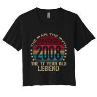 17 Year Old Gifts Vintage 2008 Limited Edition 17th Birthday Women's Crop Top Tee