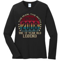 17 Year Old Gifts Vintage 2008 Limited Edition 17th Birthday Ladies Long Sleeve Shirt