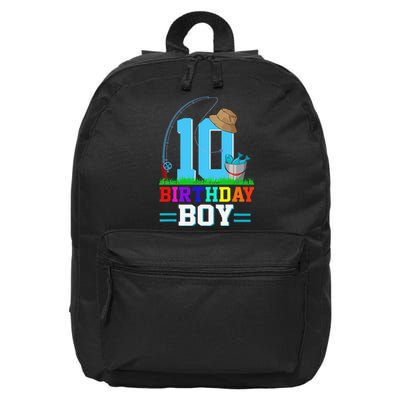 10 Year Old Fishing 10th Birthday Bday Party Decorations 16 in Basic Backpack