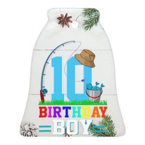 10 Year Old Fishing 10th Birthday Bday Party Decorations Ceramic Bell Ornament