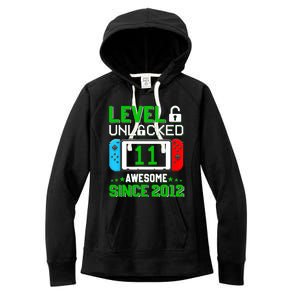 11 Year Old Boy Level 11 Unlocked Awesome 2012 11th Birthday Women's Fleece Hoodie