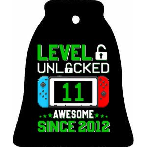 11 Year Old Boy Level 11 Unlocked Awesome 2012 11th Birthday Ceramic Bell Ornament