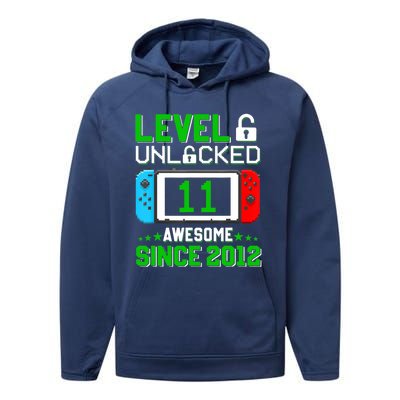 11 Year Old Boy Level 11 Unlocked Awesome 2012 11th Birthday Performance Fleece Hoodie