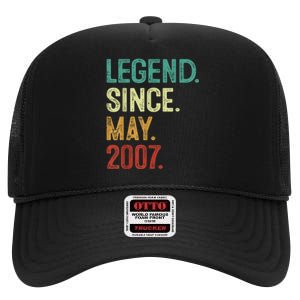 16 Years Old Legend Since May 2007 16th Birthday High Crown Mesh Back Trucker Hat