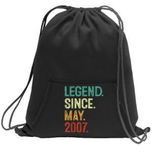 16 Years Old Legend Since May 2007 16th Birthday Sweatshirt Cinch Pack Bag