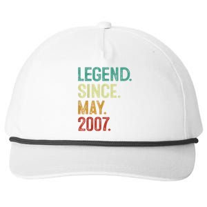 16 Years Old Legend Since May 2007 16th Birthday Snapback Five-Panel Rope Hat