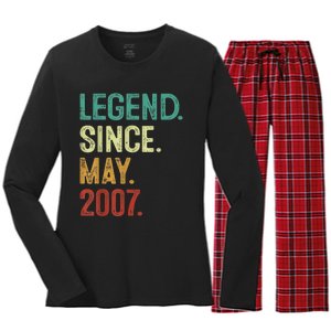 16 Years Old Legend Since May 2007 16th Birthday Women's Long Sleeve Flannel Pajama Set 