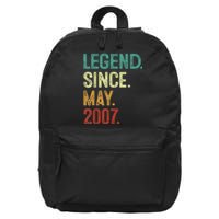 16 Years Old Legend Since May 2007 16th Birthday 16 in Basic Backpack