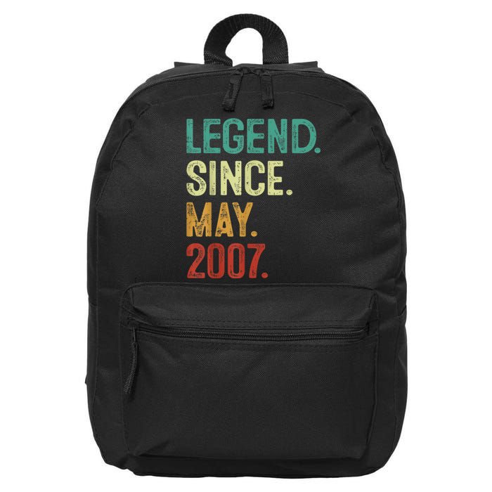 16 Years Old Legend Since May 2007 16th Birthday 16 in Basic Backpack