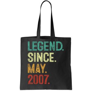 16 Years Old Legend Since May 2007 16th Birthday Tote Bag