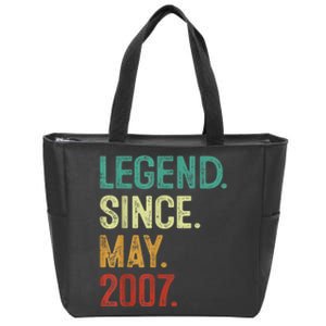 16 Years Old Legend Since May 2007 16th Birthday Zip Tote Bag