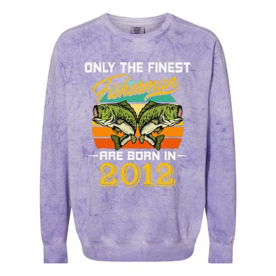 10 Years Old Fisherman Born In 2012 10th Birthday Colorblast Crewneck Sweatshirt