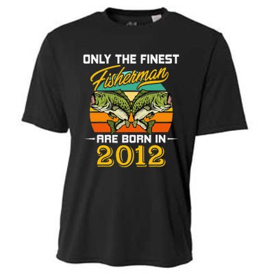 10 Years Old Fisherman Born In 2012 10th Birthday Cooling Performance Crew T-Shirt