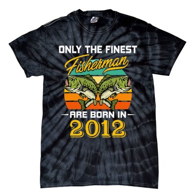 10 Years Old Fisherman Born In 2012 10th Birthday Tie-Dye T-Shirt