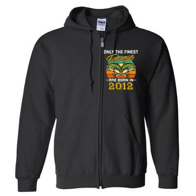 10 Years Old Fisherman Born In 2012 10th Birthday Full Zip Hoodie