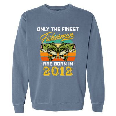 10 Years Old Fisherman Born In 2012 10th Birthday Garment-Dyed Sweatshirt