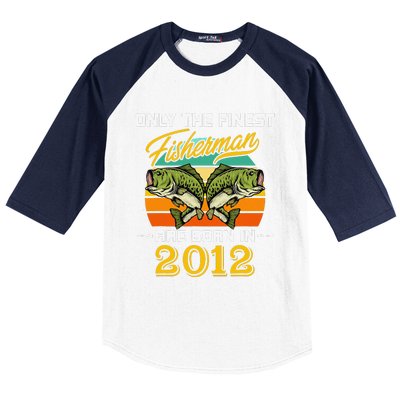 10 Years Old Fisherman Born In 2012 10th Birthday Baseball Sleeve Shirt