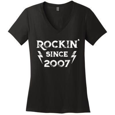 16 Year Old: Classic Rock 2007 16th Birthday Women's V-Neck T-Shirt