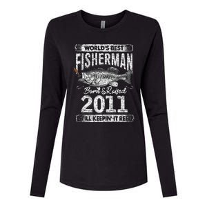 10 Years Old Fisherman Born In 2011 Fisherman 10th Birthday Womens Cotton Relaxed Long Sleeve T-Shirt