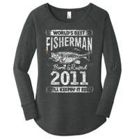 10 Years Old Fisherman Born In 2011 Fisherman 10th Birthday Women's Perfect Tri Tunic Long Sleeve Shirt