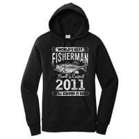 10 Years Old Fisherman Born In 2011 Fisherman 10th Birthday Women's Pullover Hoodie