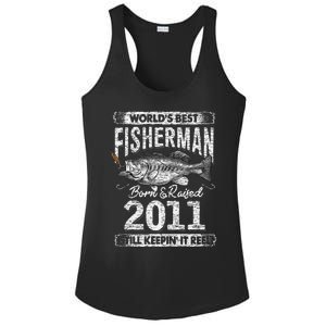 10 Years Old Fisherman Born In 2011 Fisherman 10th Birthday Ladies PosiCharge Competitor Racerback Tank