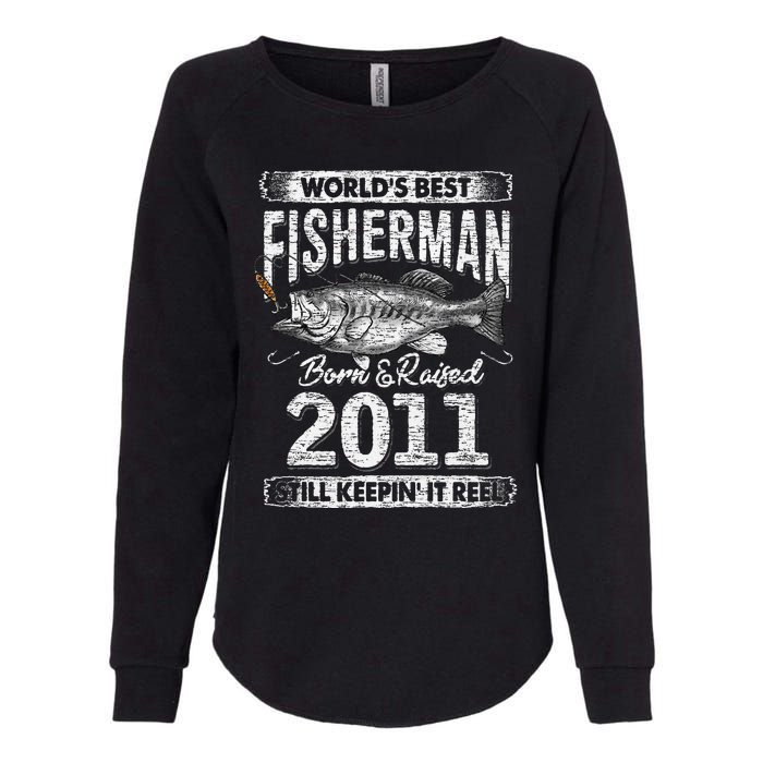 10 Years Old Fisherman Born In 2011 Fisherman 10th Birthday Womens California Wash Sweatshirt