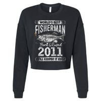 10 Years Old Fisherman Born In 2011 Fisherman 10th Birthday Cropped Pullover Crew