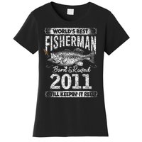 10 Years Old Fisherman Born In 2011 Fisherman 10th Birthday Women's T-Shirt