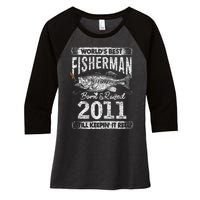 10 Years Old Fisherman Born In 2011 Fisherman 10th Birthday Women's Tri-Blend 3/4-Sleeve Raglan Shirt