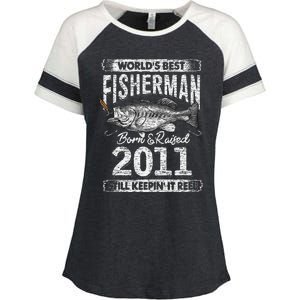 10 Years Old Fisherman Born In 2011 Fisherman 10th Birthday Enza Ladies Jersey Colorblock Tee