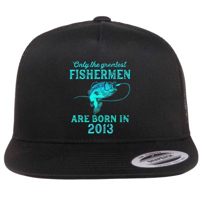 10 Years Old Fisherman Born In 2013 10th Birthday Flatbill Hat