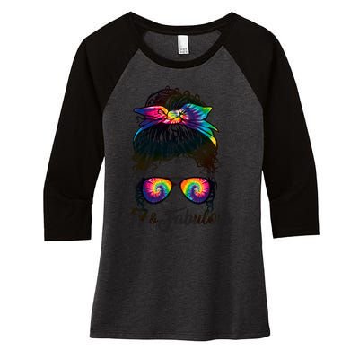 17 Years Old Fabulous Messy Bun Tie Dye 17th Birthday Women's Tri-Blend 3/4-Sleeve Raglan Shirt