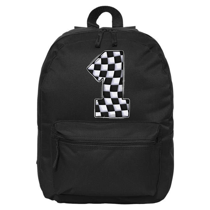 1 Year Old Pit Crew One Car Racing 1st Birthday Race Car 16 in Basic Backpack